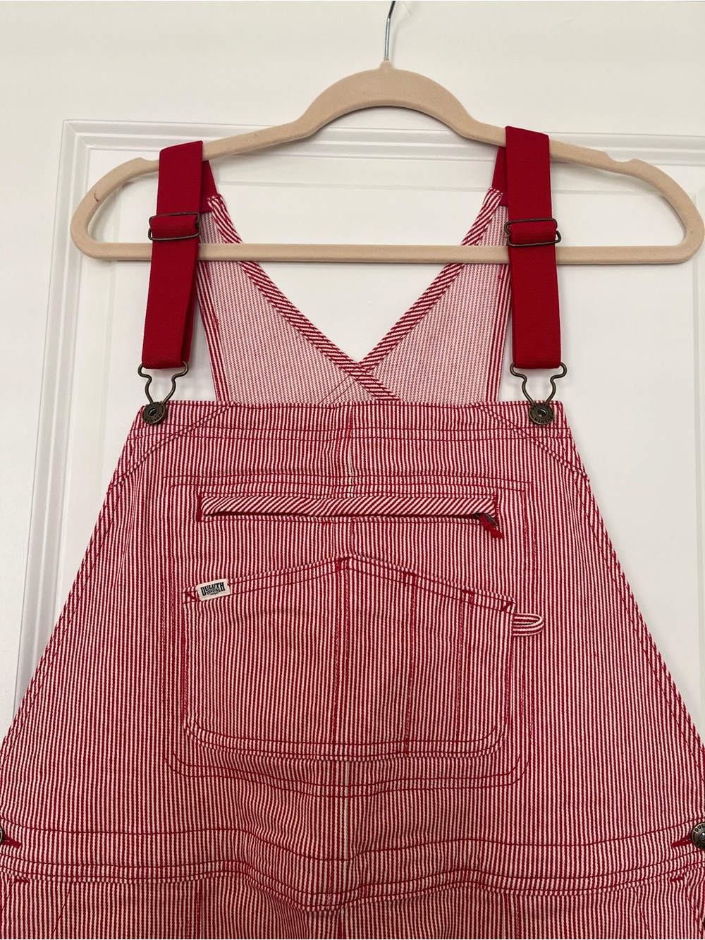 Duluth Trading Co Red & White Striped Women's Overalls